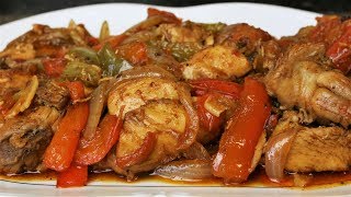 Pollo con pimientos  Una receta fácil y deliciosa [upl. by Ajim]