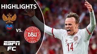 Inspired Denmark thrash Russia 41 to advance to the round of 16  Highlights  ESPN FC [upl. by Odlareg32]