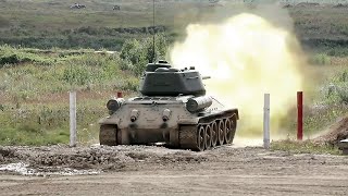 Legendary T34 Tank In Action During Live Fire [upl. by Ybanrab]