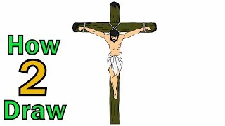 How to Draw Jesus on Cross  Arts for Kids [upl. by Rubina]