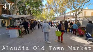 Alcudia Old Town Market MallorcaTour in 4K [upl. by Savvas]