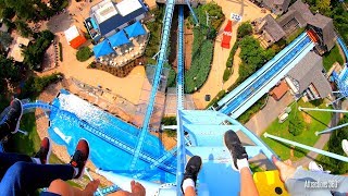 Dive Coaster  NearVertical Drops  Griffon Coaster at Busch Gardens Theme Park [upl. by Raybourne]