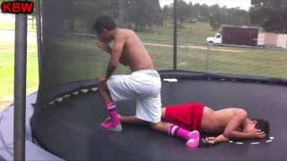 Trampoline Wrestling KBW CJ vs D Man World Title [upl. by Carlie921]