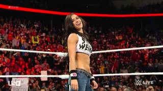 RAW 2nd March 2015 AJ Lee Returns to help Paige against The Bella Twins 1280 [upl. by Nyrb625]