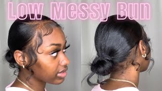 Low Messy Bun Tutorial  Quick amp Easy  l Tiana Shannell [upl. by Ecinerev]