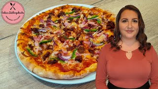 BBQ Pizza auf Pizzastein MEGA LECKER  Erika´s Lieblingsküche [upl. by Rolyks]