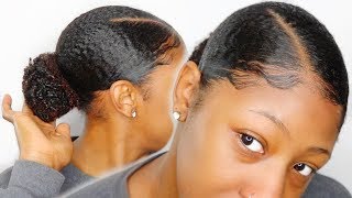 NO GEL😳😱 Sleek Low Bun Tutorial on TYPE 4 NATURAL HAIR [upl. by Arimas449]