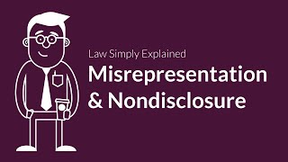 Misrepresentation and Nondisclosure  Contracts  Defenses amp Excuses [upl. by Moyra]