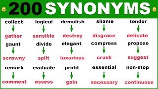 Learn 200 HELPFUL Synonym Words in English To Strengthen Your English Vocabulary [upl. by Aurelius]