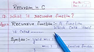 Recursion in C  Recursive function in c programming  Learn Coding [upl. by Aneertak]