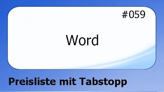 Word 059 Preisliste mit Tabstopp deutsch [upl. by Blanchette224]