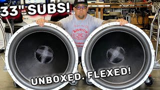 Two 33quot Subwoofers for ALL the BASS B2 Audio X26 Ferrite Unboxed amp Flexed 10Hz [upl. by Araeic584]