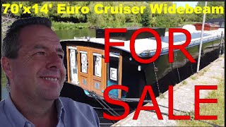 SOLD  Widebeam Canal Boat Euro Cruiser 70x14 UK [upl. by Froemming992]