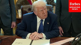 NEW Trump Signs Multiple Executive Orders While Taking Questions From Reporters [upl. by Tiphanie30]