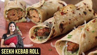 Chicken Kebab Roll Recipe  How To Make Chicken Seekh Kebab In Philips Air Fryer  Smita Deo [upl. by Delwyn]