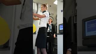 Flight attendant has us laughing before we take off [upl. by Drofhsa]