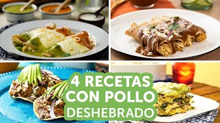 4 recetas con pollo deshebrado  Kiwilimón [upl. by Maretz731]