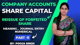 Reissue Of Forfeited Shares  Meaning  Journal Entry  Numerical  Share Capital Class 12  BBA [upl. by Htnicayh501]