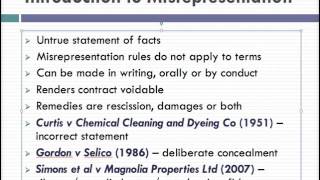 Misrepresentation Lecture 1 of 4 [upl. by Atteuqahs]