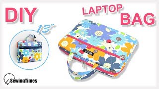 DIY Slim Laptop Bag 13″  노트북 가방 만들기  How to make laptop case with outside pocket sewingtimes [upl. by Angie]