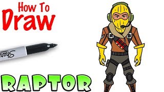 How to Draw Raptor  Fortnite [upl. by Alegnad]