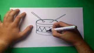 Como dibujar un tambor paso a paso  How to draw a drum [upl. by Akinak]