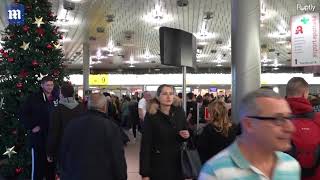 Police seen at Hannover Airport after car drives through gate [upl. by Kosey772]